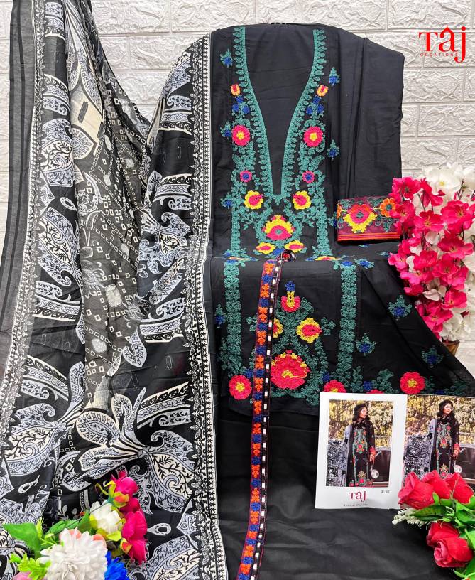 Taj 532 Printed Embroidery Cotton Pakistani Suits Wholesale Price In Surat

